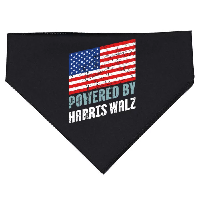 Usa Powered By Harris Walz Flag Of United States Of America Gift USA-Made Doggie Bandana