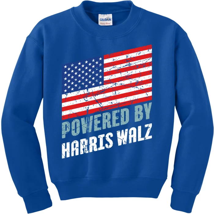 Usa Powered By Harris Walz Flag Of United States Of America Gift Kids Sweatshirt