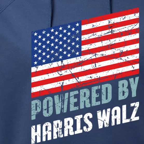 Usa Powered By Harris Walz Flag Of United States Of America Gift Performance Fleece Hoodie