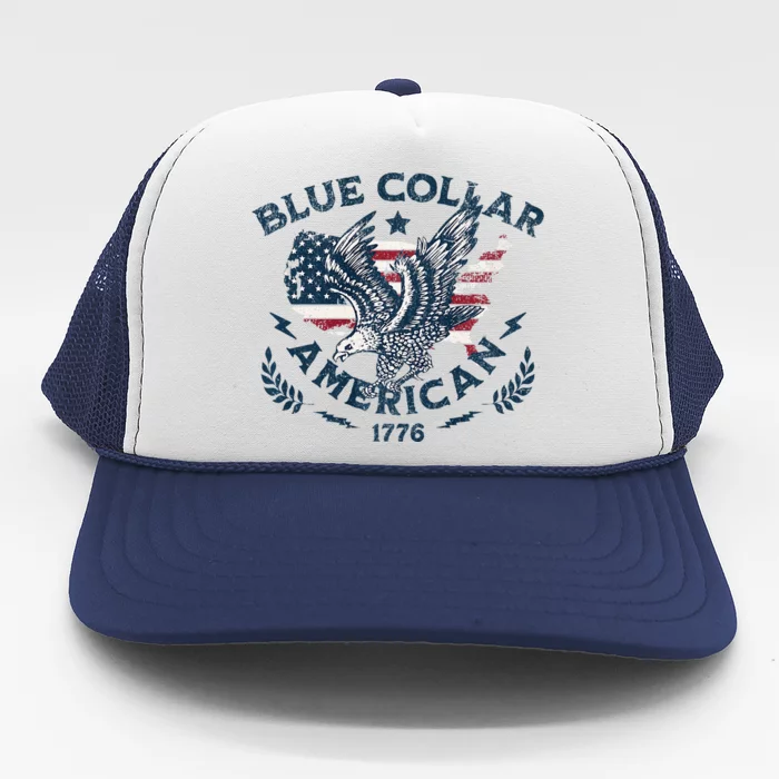 Usa Patriotic Blue Collar American Working Man Trucker Hat