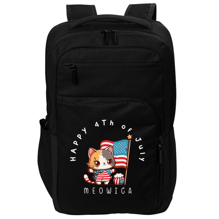 USA Patriotic Cat celebrating the 4th of July MEOICA Impact Tech Backpack