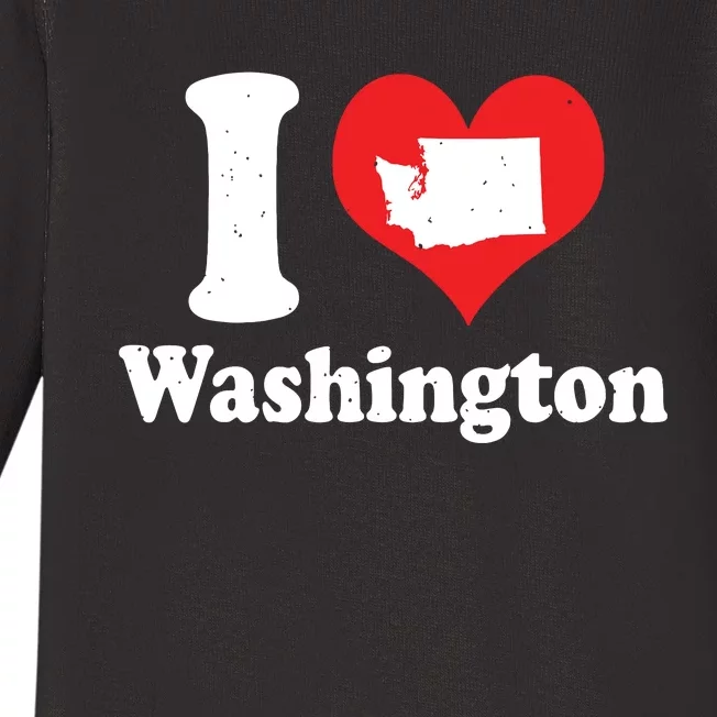 Us Proud Citizen America Love State I Heart Washington Baby Long Sleeve Bodysuit