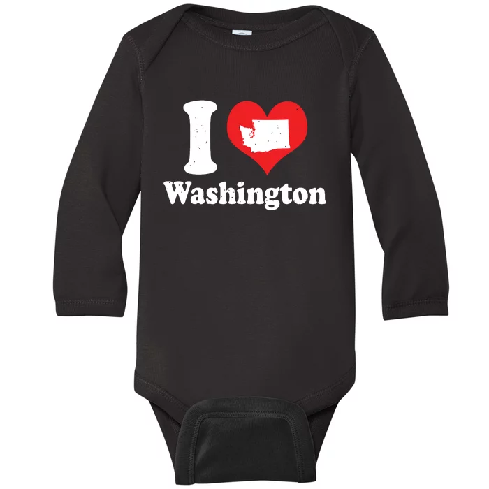 Us Proud Citizen America Love State I Heart Washington Baby Long Sleeve Bodysuit