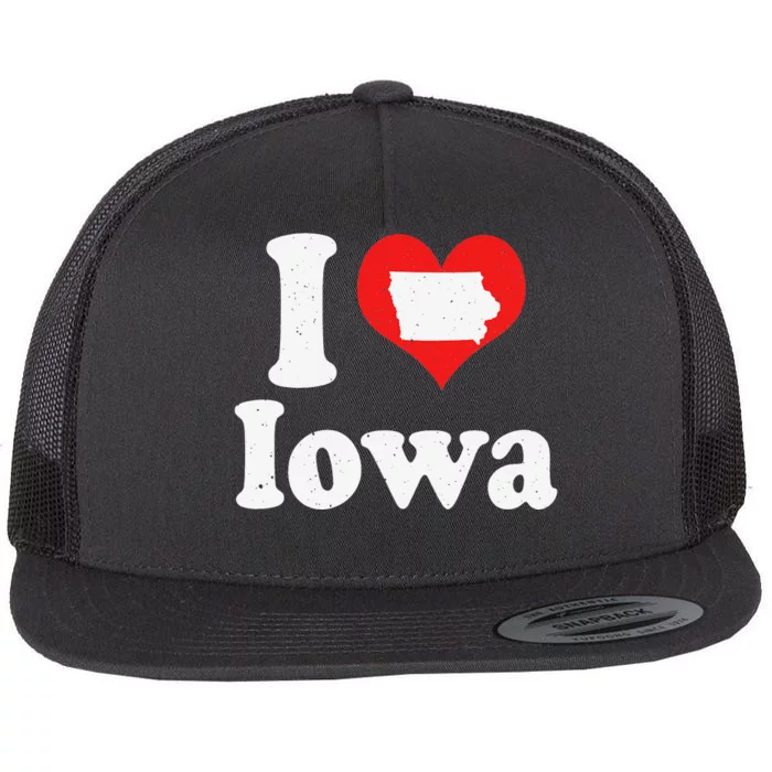 US Proud Citizen America Love State I Heart Iowa Flat Bill Trucker Hat