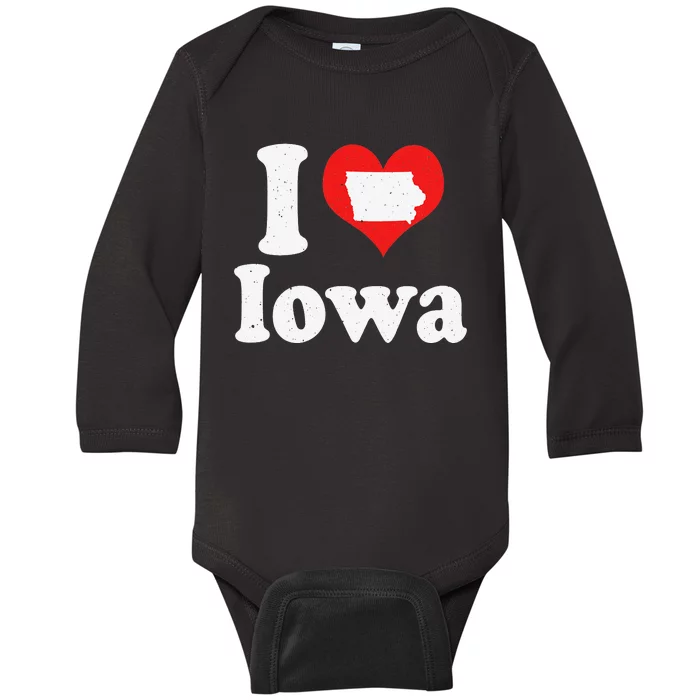 US Proud Citizen America Love State I Heart Iowa Baby Long Sleeve Bodysuit