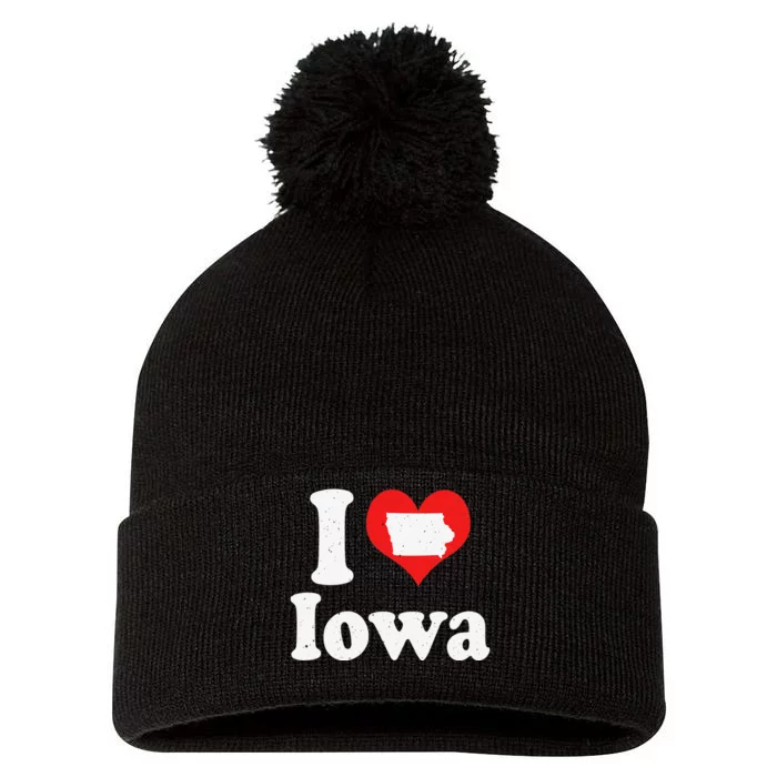 US Proud Citizen America Love State I Heart Iowa Pom Pom 12in Knit Beanie