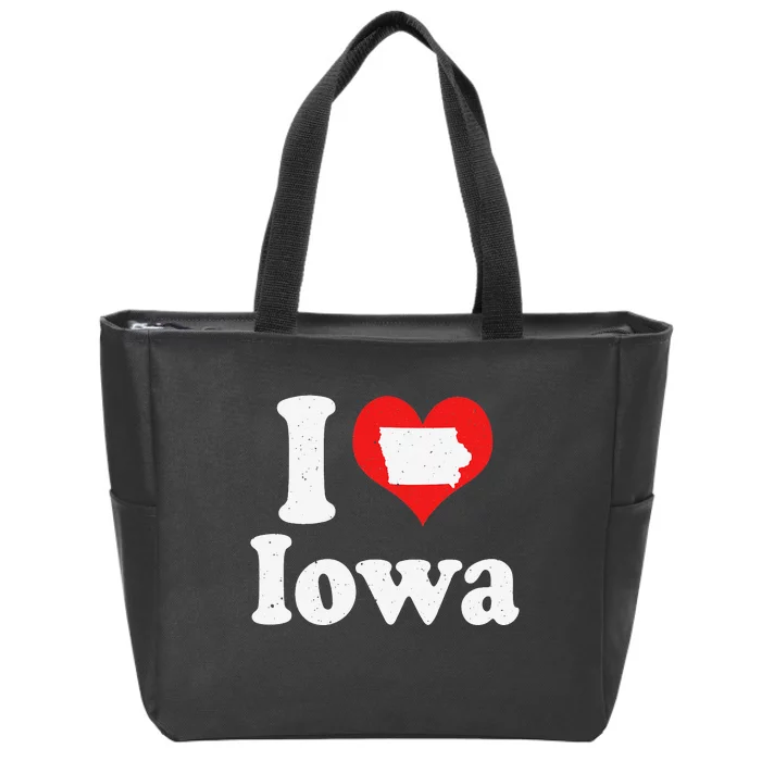 US Proud Citizen America Love State I Heart Iowa Zip Tote Bag