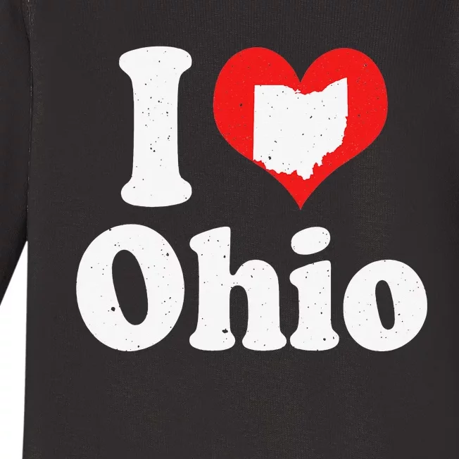 US Proud Citizen America Love State I Heart Ohio Baby Long Sleeve Bodysuit