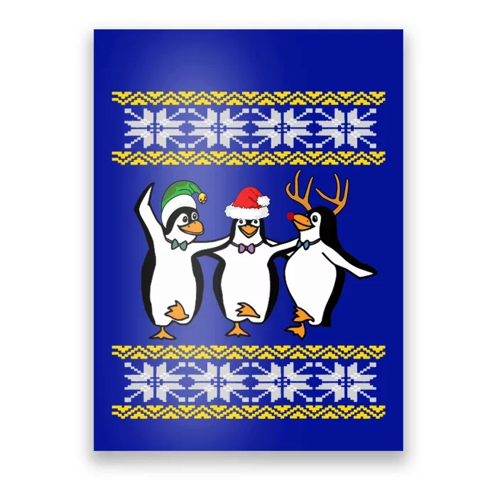 Ugly Penguin Christmas Squad Dancing Waddling Xmas Funny Gift Poster