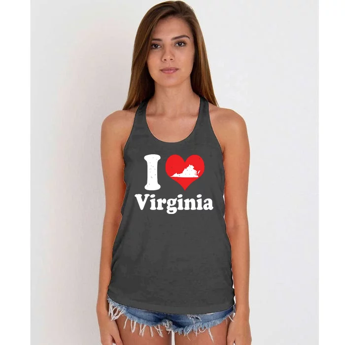 Us Proud Citizen America Love State I Heart Virginia Women's Knotted Racerback Tank