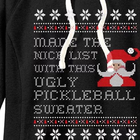 Ugly Pickleball Christmas Sweater Gift Women's Fleece Hoodie