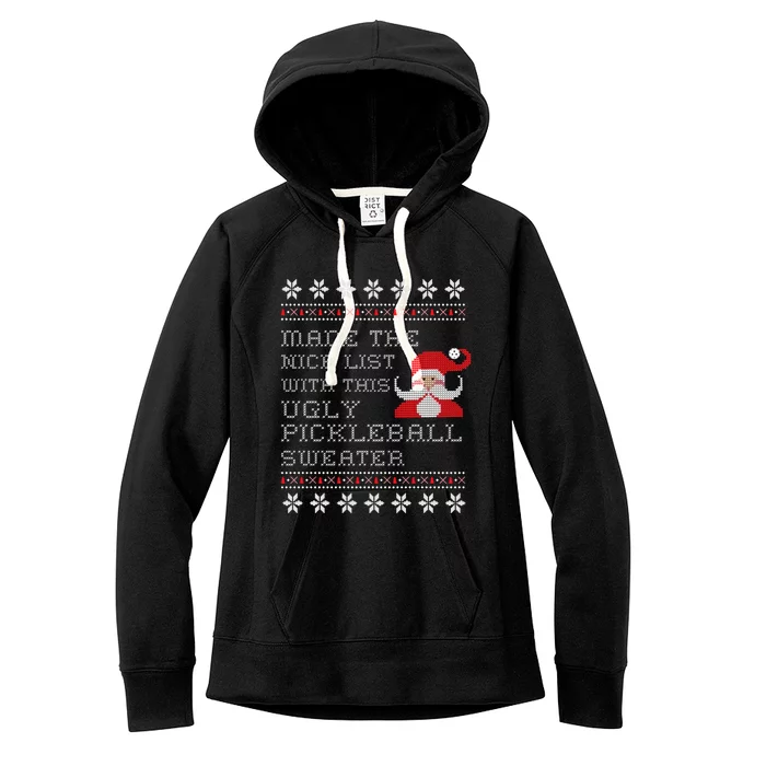 Ugly Pickleball Christmas Sweater Gift Women's Fleece Hoodie