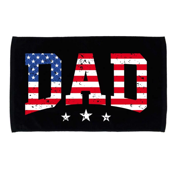 Usa Patriotic Dad Fathers Day American Flag 4th Of July Dad Funny Gift Microfiber Hand Towel