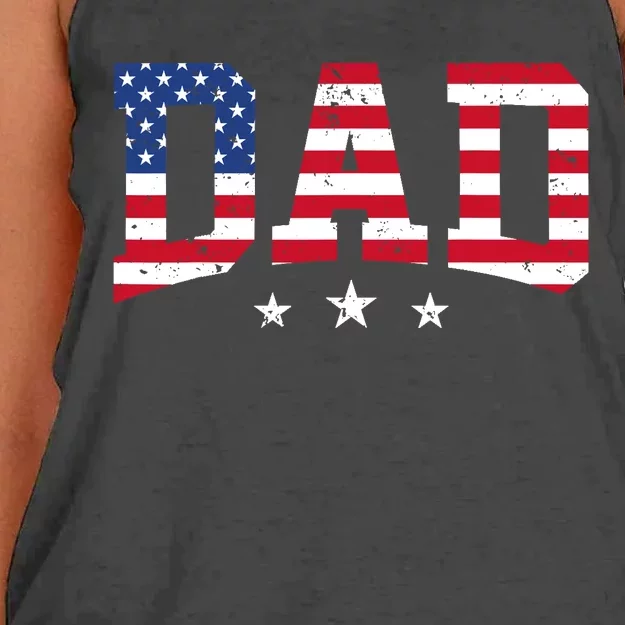 USA Patriotic Dad Father's Day American Flag 4th Of July Dad Women's Knotted Racerback Tank