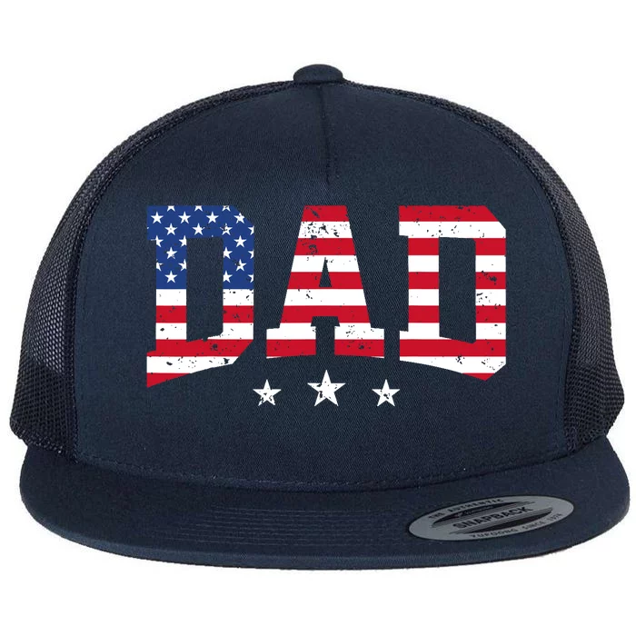 USA Patriotic Dad Father's Day American Flag 4th Of July Dad Flat Bill Trucker Hat