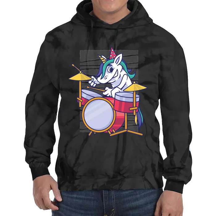 Unicorn Playing Drum Tie Dye Hoodie