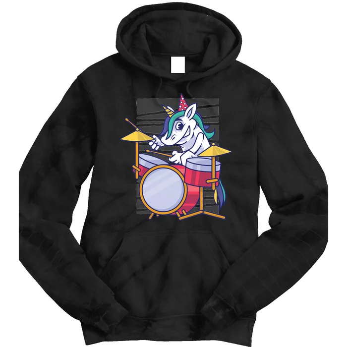 Unicorn Playing Drum Tie Dye Hoodie