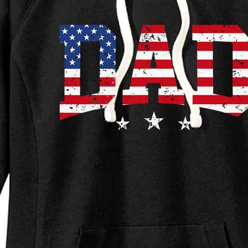 USA Patriotic Dad Father's Day American Flag 4th Of July Dad Women's Fleece Hoodie