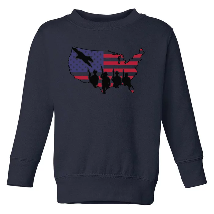 US Patriotic Eagle Soldier  Military Toddler Sweatshirt