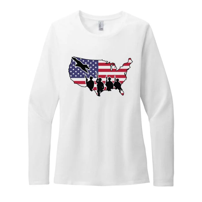 US Patriotic Eagle Soldier  Military Womens CVC Long Sleeve Shirt