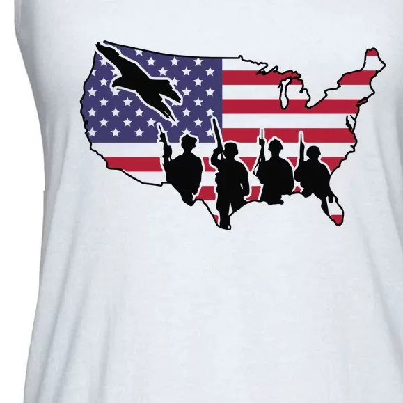 US Patriotic Eagle Soldier  Military Ladies Essential Flowy Tank