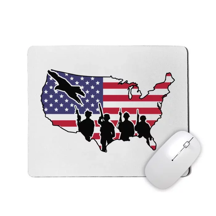 US Patriotic Eagle Soldier  Military Mousepad