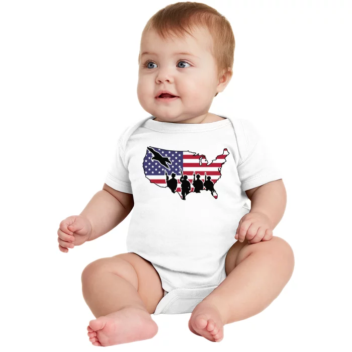 US Patriotic Eagle Soldier  Military Baby Bodysuit