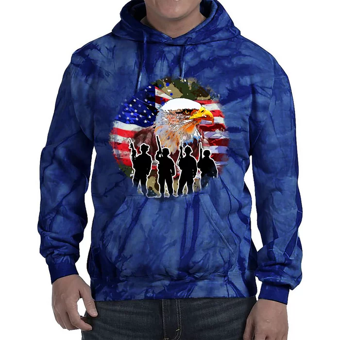 US Patriotic Eagle Soldier  Military Tie Dye Hoodie