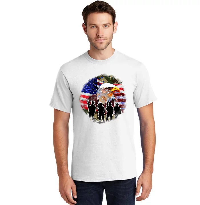 US Patriotic Eagle Soldier  Military Tall T-Shirt