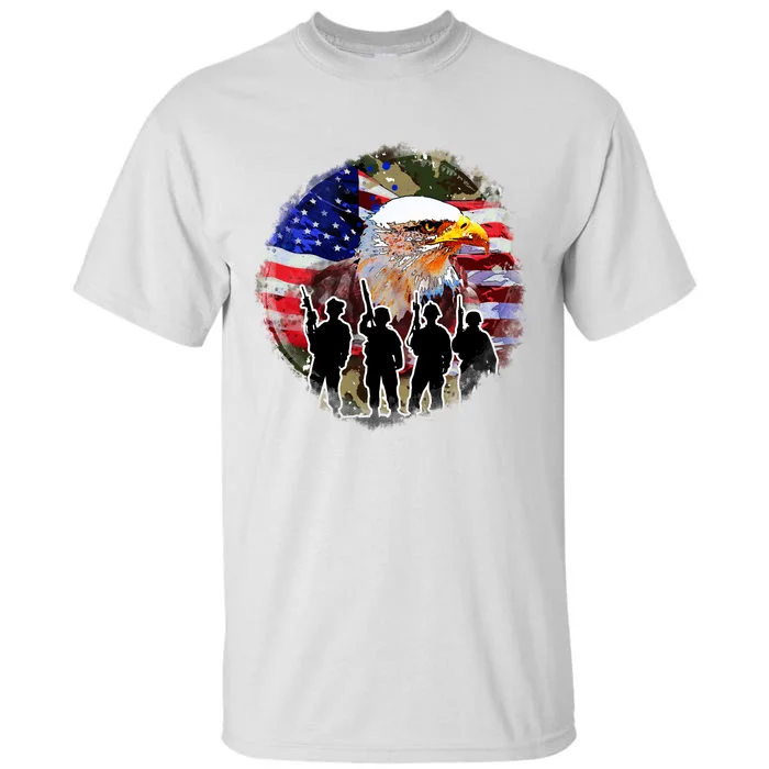 US Patriotic Eagle Soldier  Military Tall T-Shirt