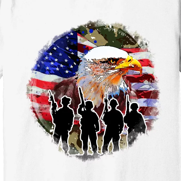 US Patriotic Eagle Soldier  Military Premium T-Shirt