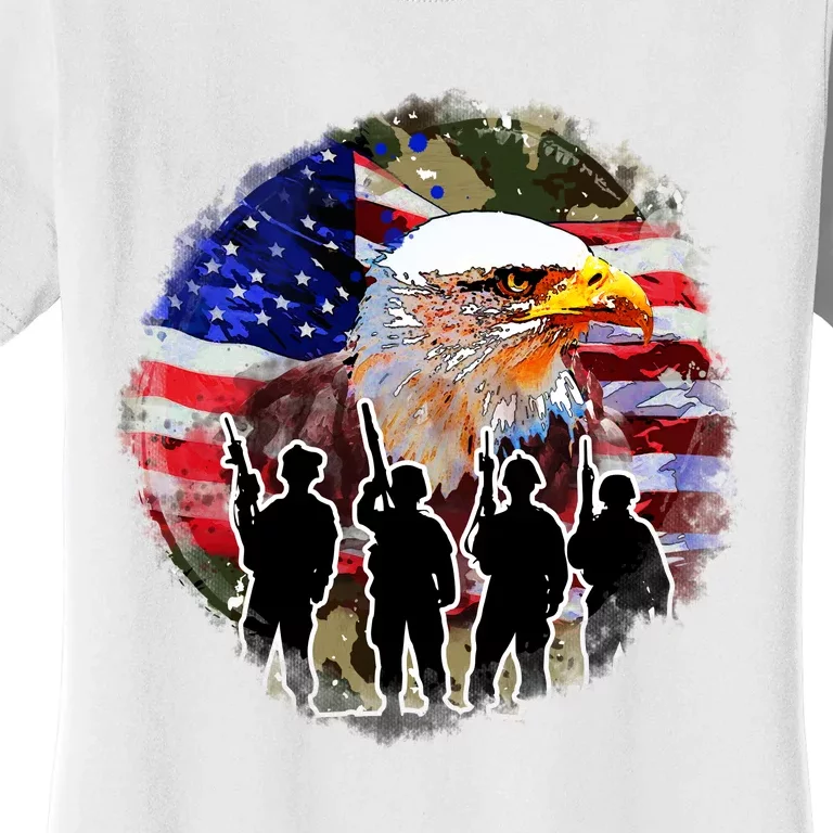 US Patriotic Eagle Soldier  Military Women's T-Shirt