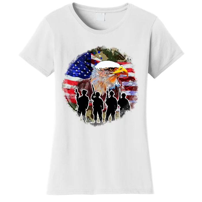 US Patriotic Eagle Soldier  Military Women's T-Shirt