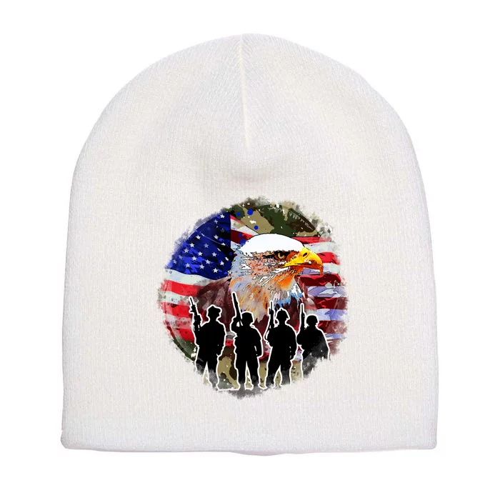 US Patriotic Eagle Soldier  Military Short Acrylic Beanie