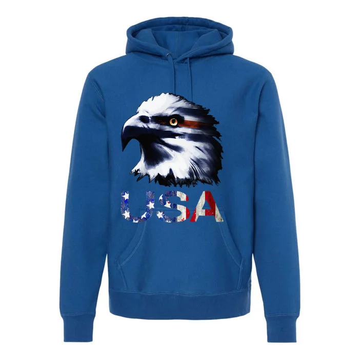 USA Patriotic Eagle Head 4th Of July Independence Day Premium Hoodie