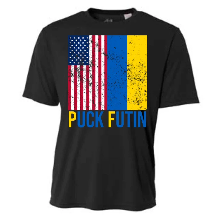 Ukraine Puck Futin USA Flag Cooling Performance Crew T-Shirt