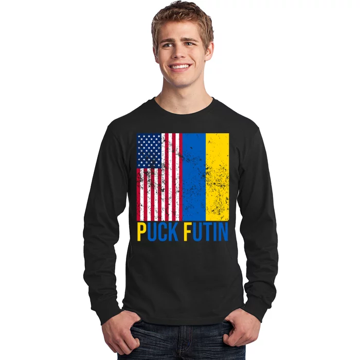 Ukraine Puck Futin USA Flag Long Sleeve Shirt