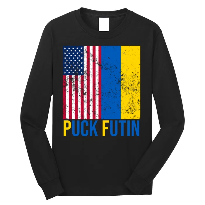 Ukraine Puck Futin USA Flag Long Sleeve Shirt