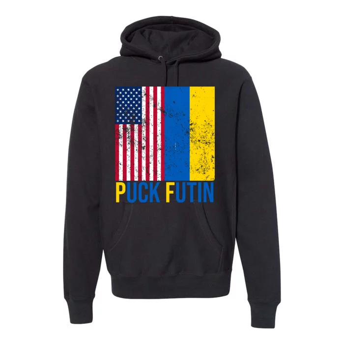 Ukraine Puck Futin USA Flag Premium Hoodie