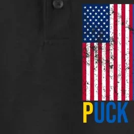 Ukraine Puck Futin USA Flag Dry Zone Grid Performance Polo