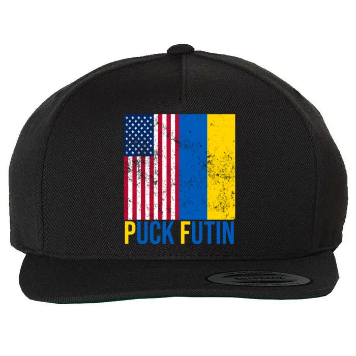 Ukraine Puck Futin USA Flag Wool Snapback Cap