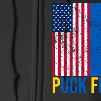 Ukraine Puck Futin USA Flag Full Zip Hoodie