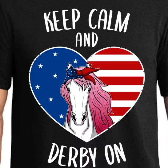 Us Patriots Flag Horse Racing Jockeys Derby Race Racing Meaningful Gift Pajama Set