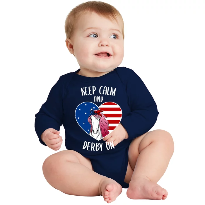 Us Patriots Flag Horse Racing Jockeys Derby Race Racing Meaningful Gift Baby Long Sleeve Bodysuit