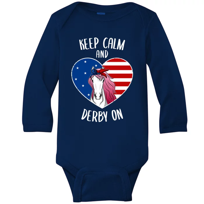 Us Patriots Flag Horse Racing Jockeys Derby Race Racing Meaningful Gift Baby Long Sleeve Bodysuit