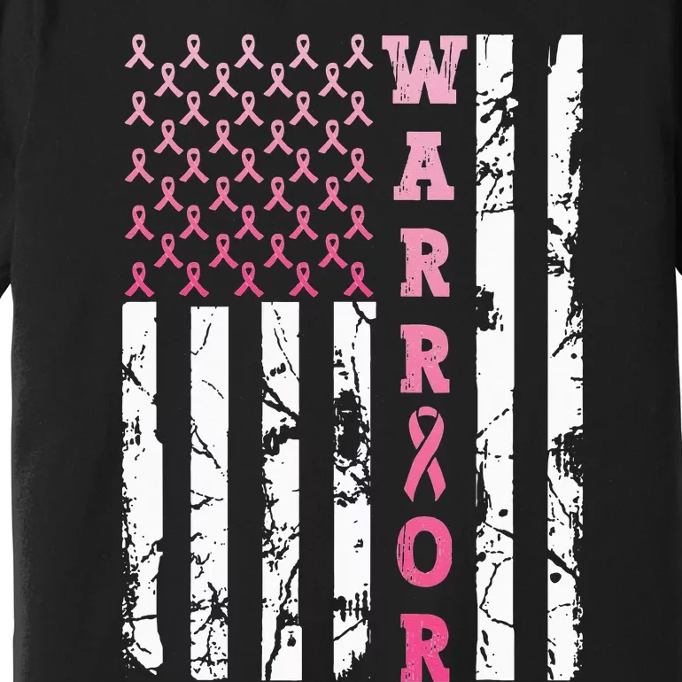 USA Pink Flag Awareness Month October Breast Cancer Warrior Premium T-Shirt