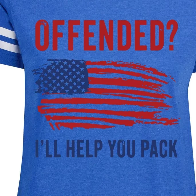 Usa Patriot Humor Offended Ill Help You Pack Funny Quote Enza Ladies Jersey Football T-Shirt