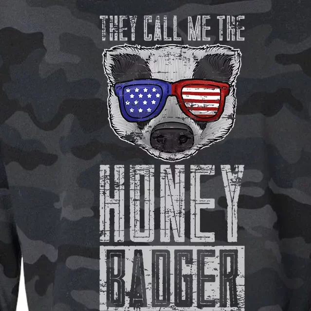 Us Pride Honey Badger Ratel Gift Honey Badger Cropped Pullover Crew