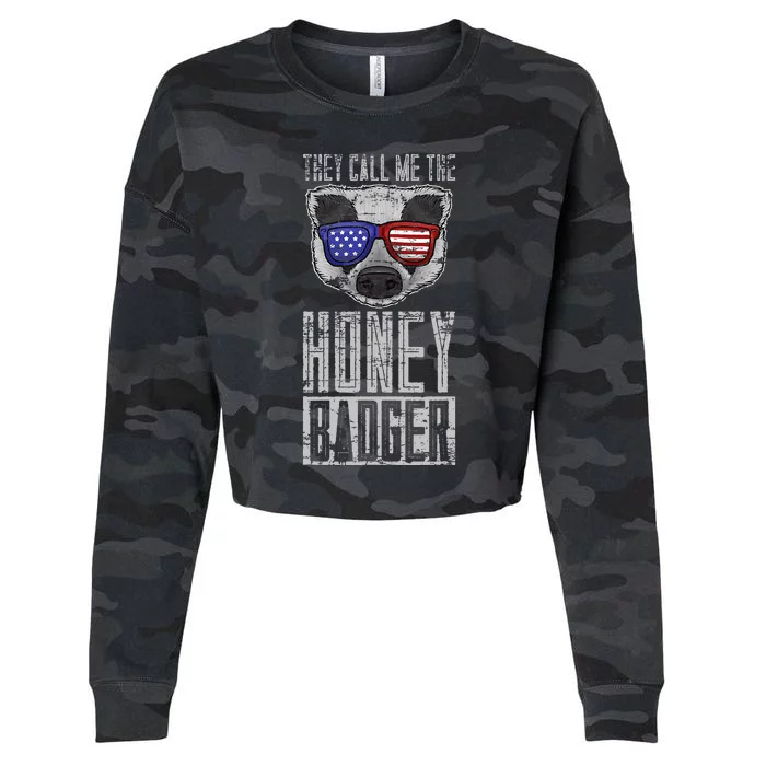 Us Pride Honey Badger Ratel Gift Honey Badger Cropped Pullover Crew