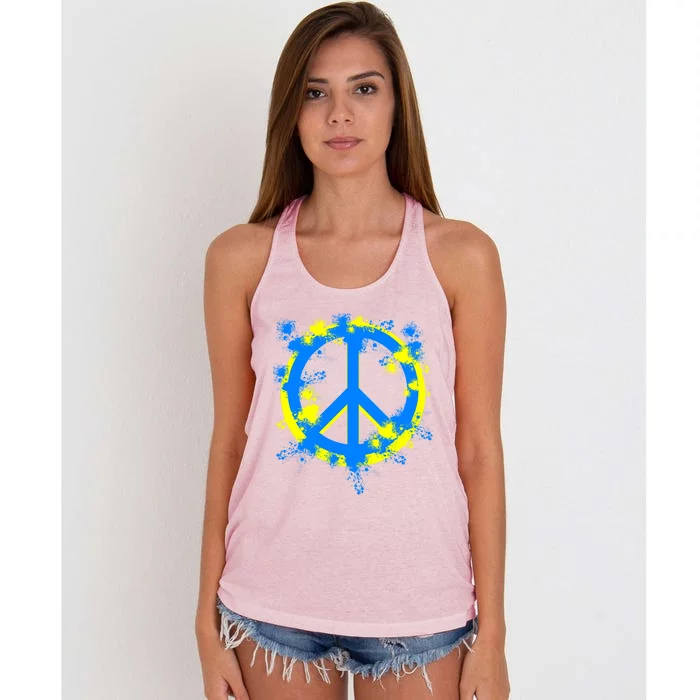 Ukraine Peace In Ukraine I Stand With Ukraine Flag Support Gift Women's Knotted Racerback Tank